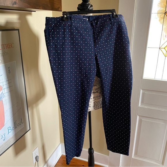 J. Crew Winnie Pant, navy with red and white polka dots EUC - Picture 7 of 13